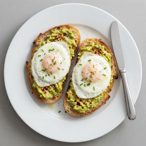 2 Toasts With Avocado & Fried Egg 
