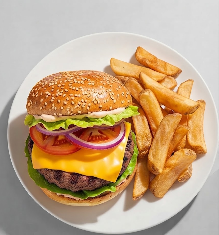 1/4 Cheeseburger With Fresh Chips 